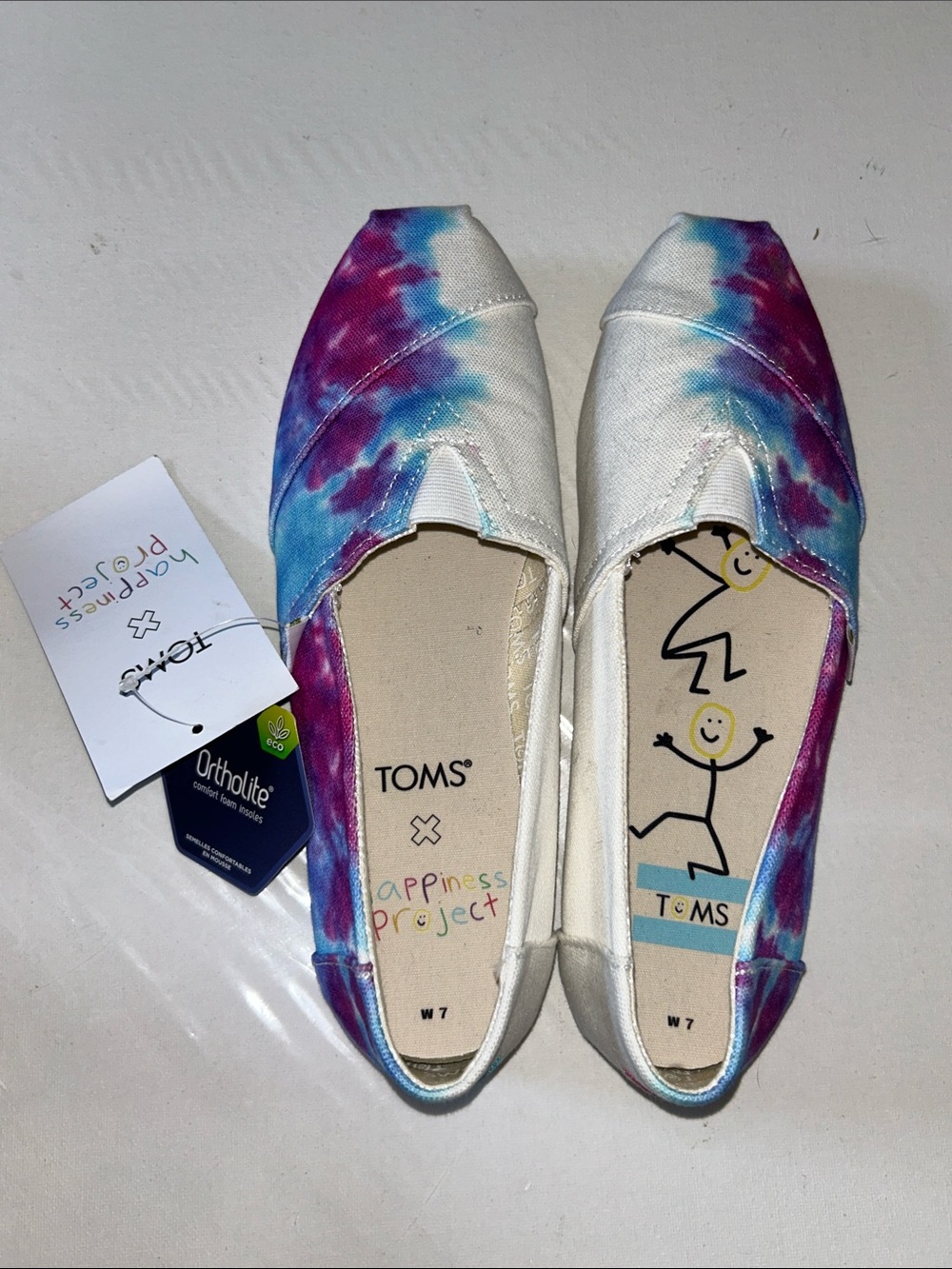 NWT TOMS x The Happiness Project Alpargata Tie-Dye Canvas Slip-On Shoes